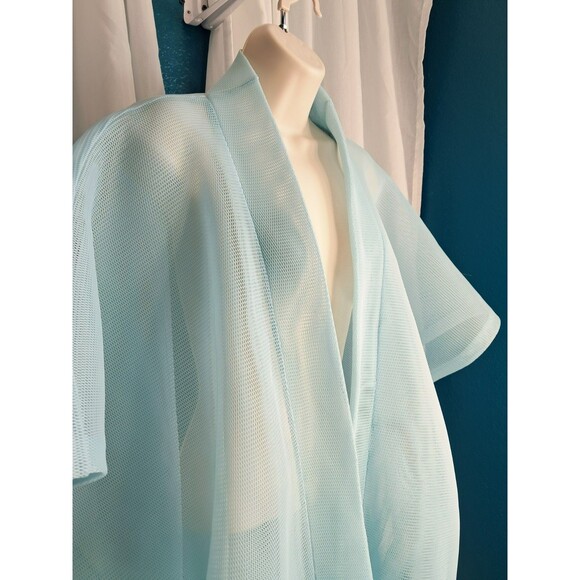 Blue Mesh Kimono Sleeves Flowy Stretch Boho Cover Up Womens One Size Aruba - Picture 4 of 9